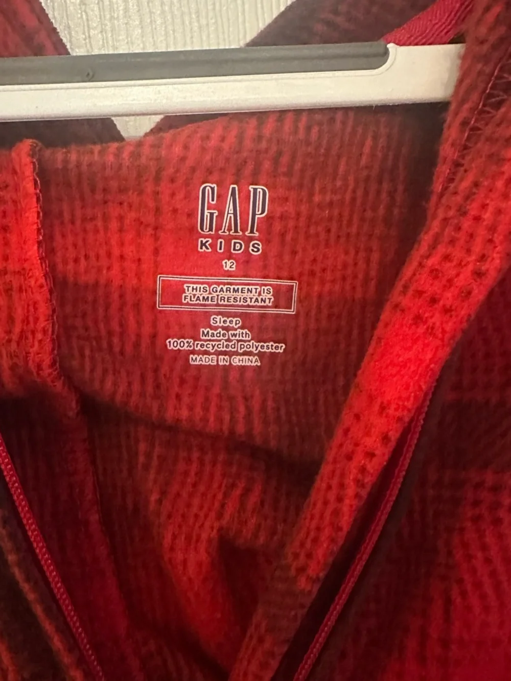 GAP Kids Red Hooded Zip Pajama Onesie